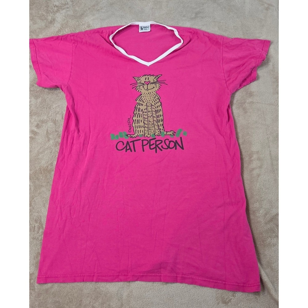 Emerson Street Cat Person Graphic Tee Women One Size Pink Women's Nightshirt S/S